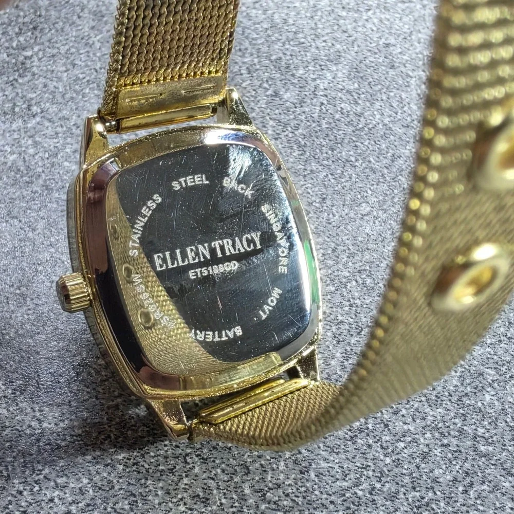 Ellen Tracy Watch Womens OS Gold Excellent Hexagon Mesh Band Crystal ET5188GD